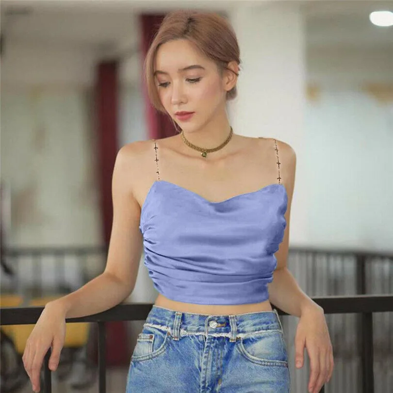 New Women Fashion Summer Daily Holiday Beach Sexy Casual Sleeveless Summer Tank Crop Tops Ladies Bustier Camisole Vest  #4A24 (6)