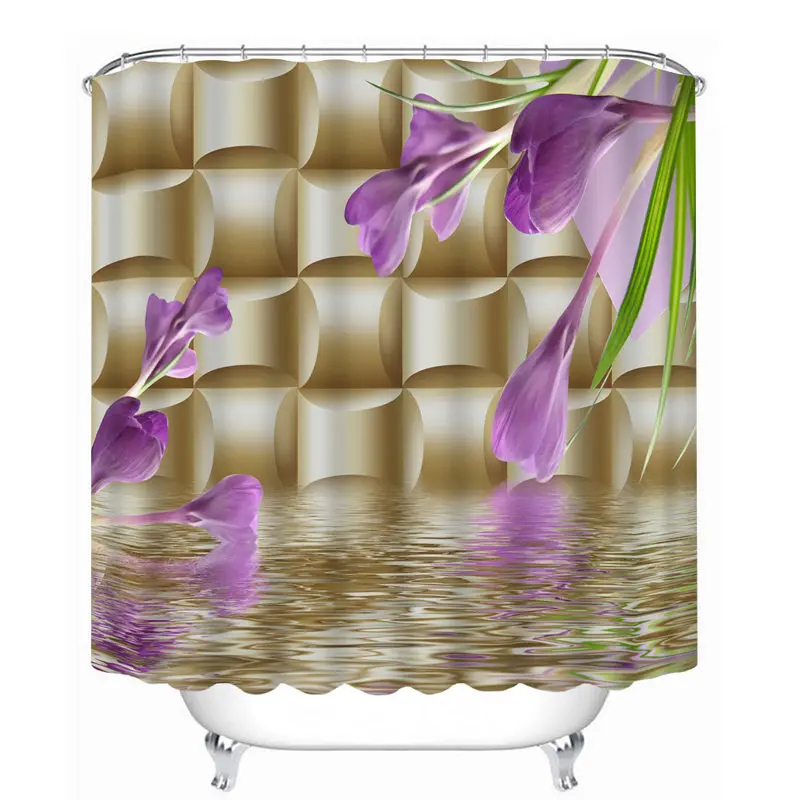Занавески для душа s 3D с узором Золотой Утренней славы, занавески для ванной, водонепроницаемые моющиеся занавески для ванной, Товары для ванной - Цвет: Color 2