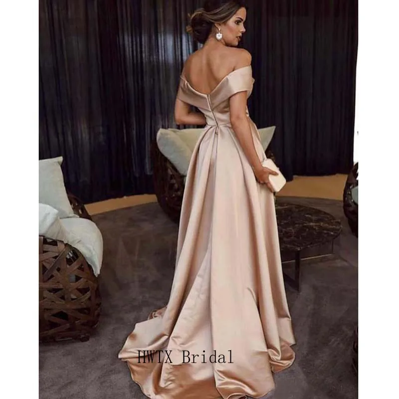 

Elegant Long Prom Dresses Off Shoulder Sexy Split Backless A Line Floor Length 2019 Arabic Party Formal Gown Women Evening Dress