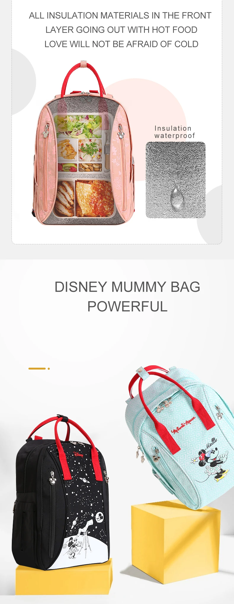 Disney милые водонепроницаемая сумка для подгузников кормление из бутылочки Путешествия Рюкзак Детские сумки для мамы сумка для хранения