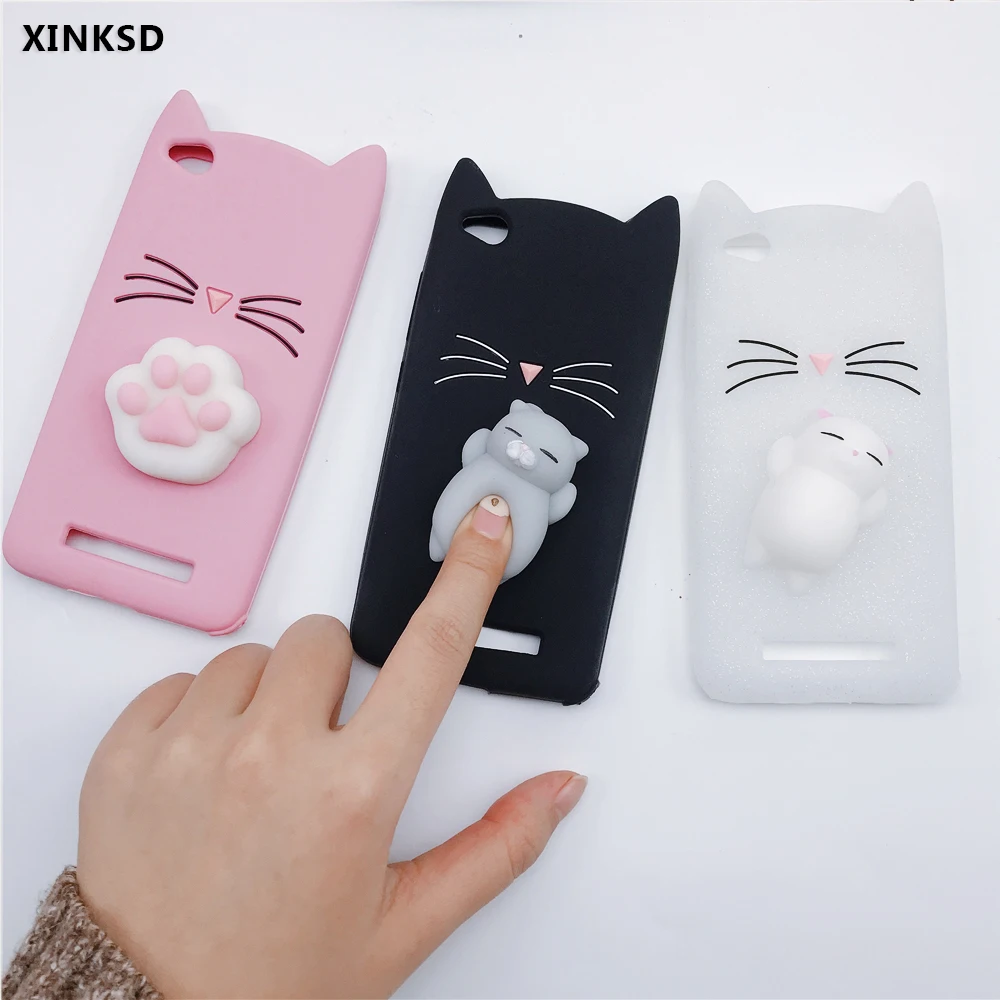 

XINKSD 3D Cute Cat Case Squishy Phone Case Lovely Soft Cat Cases For Xiaomi Redmi Note 3 4 4X 4A 5A 5 Pro Cover Coque