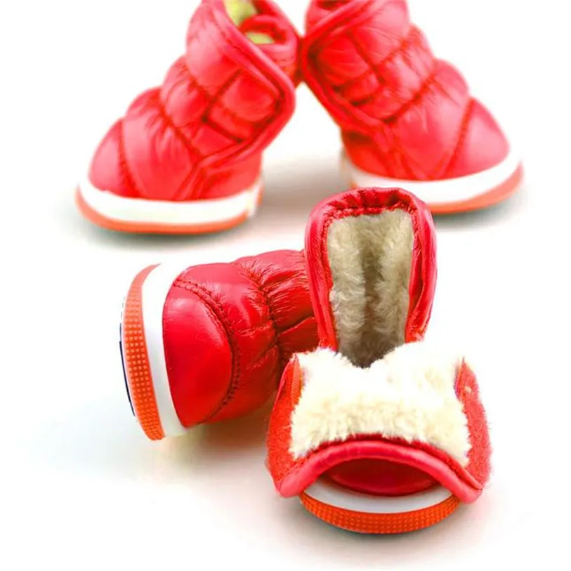 XS-XL Winter Space Leather Shoes for Dogs 4PcsSet Plush Dog Boots Outdoor Snow Walking Puppy Sneakers Pet Supplies 40DC20 (16)