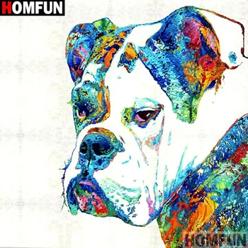 

HOMFUN 5D Diy Diamond Painting Cross Stitch "Color dog" Home Decor Full Rhinestones Inlay Diamond Embroidery A14234