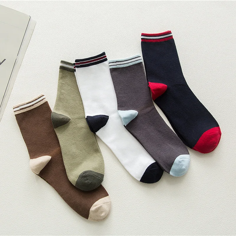 

New men's casual tube socks solid color cotton smelly socks Loose thin comfortable breathable men's socks