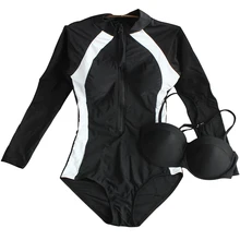 Женский цельный купальник с длинным рукавом, сексуальный женский купальник пуш-ап, спортивный тонкий купальный костюм на косточках, купальный пляжный костюм