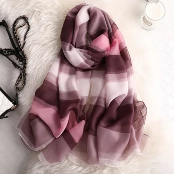 

RUNMEIFA Luxury Brand 2019 New Fashion Summer Silk Scarf For Women/Ladies Pliad Long Wrap and Shawls Beach Hijab Female Foulard