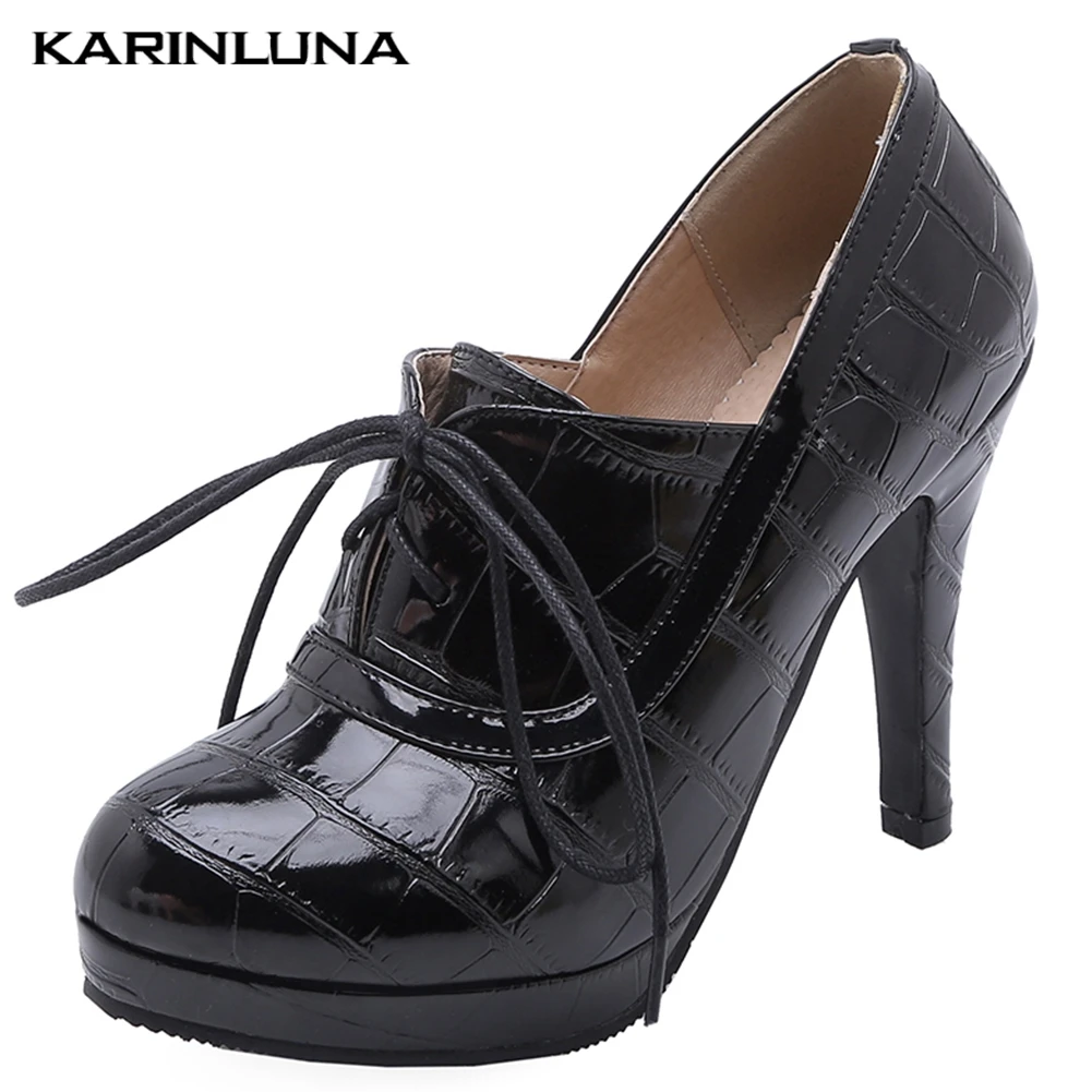 

Karinluna High Heels Pumps Women Shoes Top Quality Elegant Shoelaces Office Party Platform Thin Heeled Shoes Woman