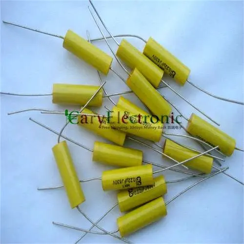 Wholesale 50pcs long leads yellow Axial Polyester Film font b Capacitors b font electronics 0 22uF