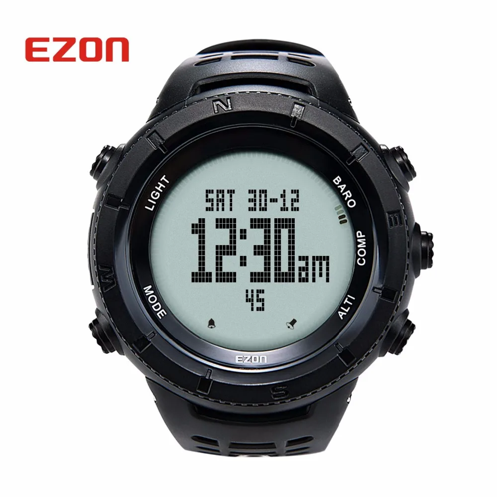 Новинка, многофункциональные походные часы EZON, мужские спортивные цифровые часы, высотомер, барометр, компас, термометр, альпинистские наручные часы