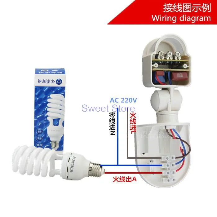 Free Shipping 12M 220V Security PIR Infrared Motion Sensor Detector Wall LED Light Outdoor RF 160 degrees (6)