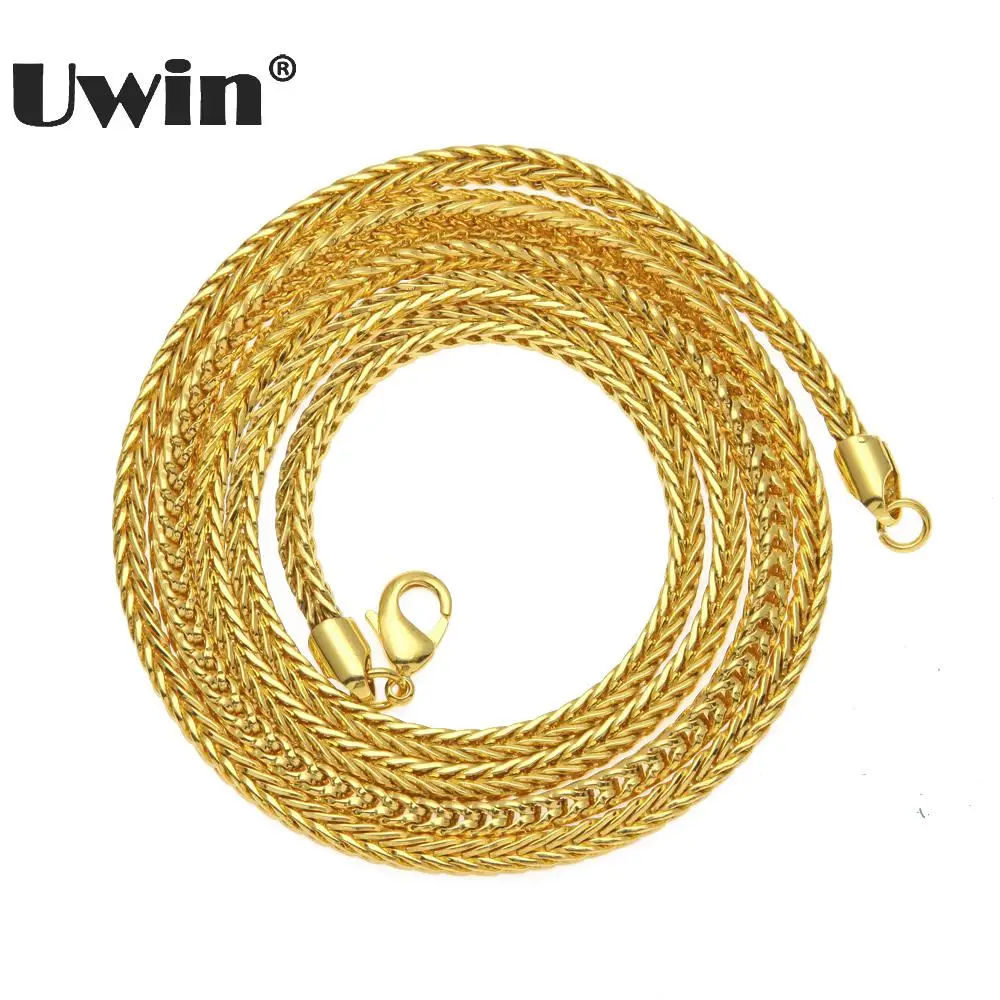 

Uwin Fashion Hip Hop Long Chain Gold Silver Color Fox Link Necklace 24inch&30inch Men Necklaces Jewelry Wholesale Drop Shipping