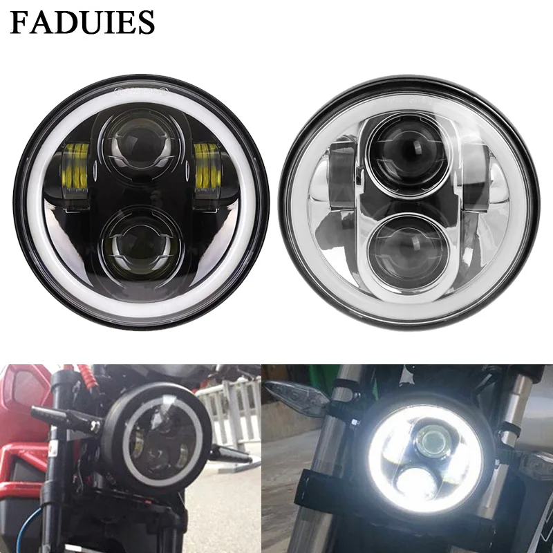 FADUIES для Harleys Lights 5 3/4 &quotЧерная светодиодная фара с Halo Ring велосипеда Sportster Iron 883 1200
