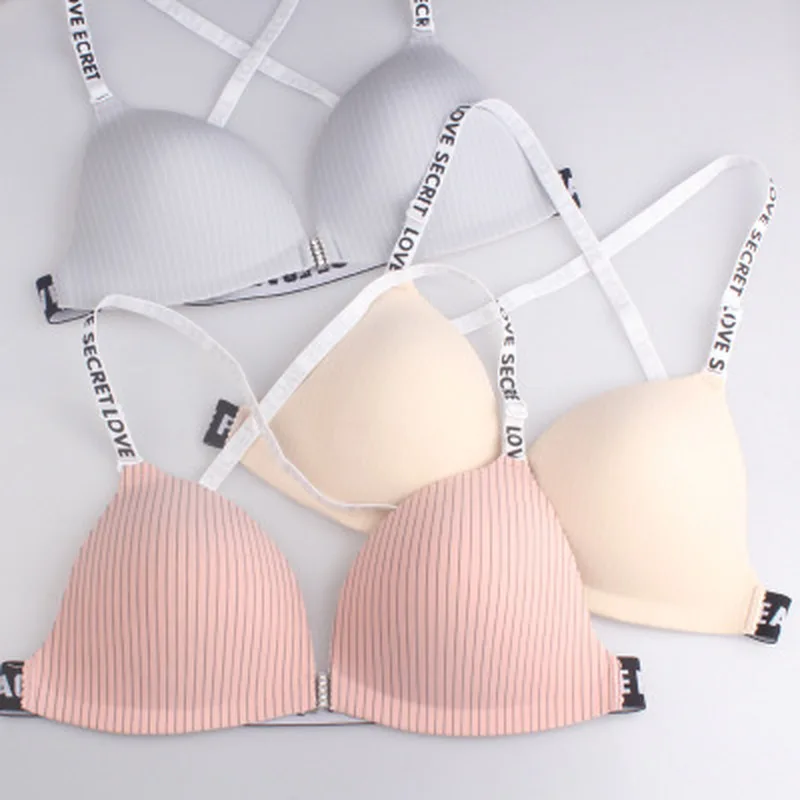 

Front Tie Bra Women Designer Bras Padded No Wire Push Up Bralette Sexy Intimates Underwear Fashion Striped Breast Lift
