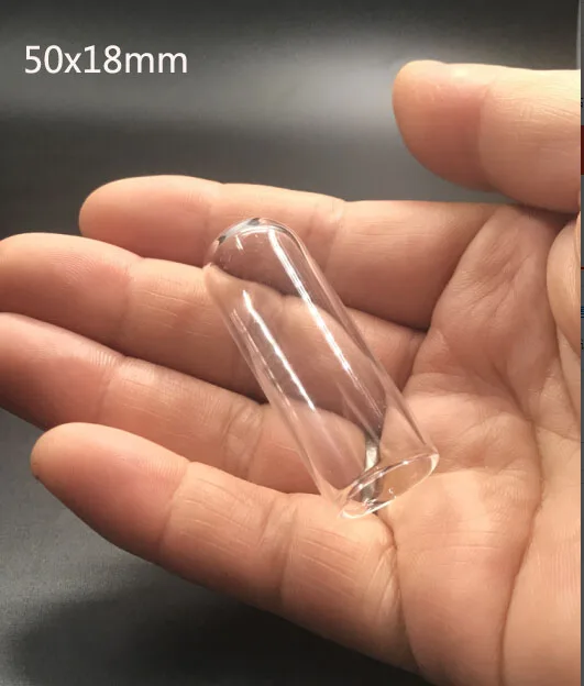 50x18mm Clear mini empty glass Wish Bottle Tube bell jars diy glass vial cover dome globe bubble pendant accessories decor 10pcs