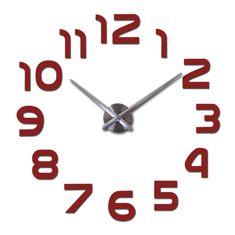 Новые часы большие настенные часы современный дизайн большие декоративные кварцевые часы для гостиной акриловые круглые иглы - Цвет: Красный