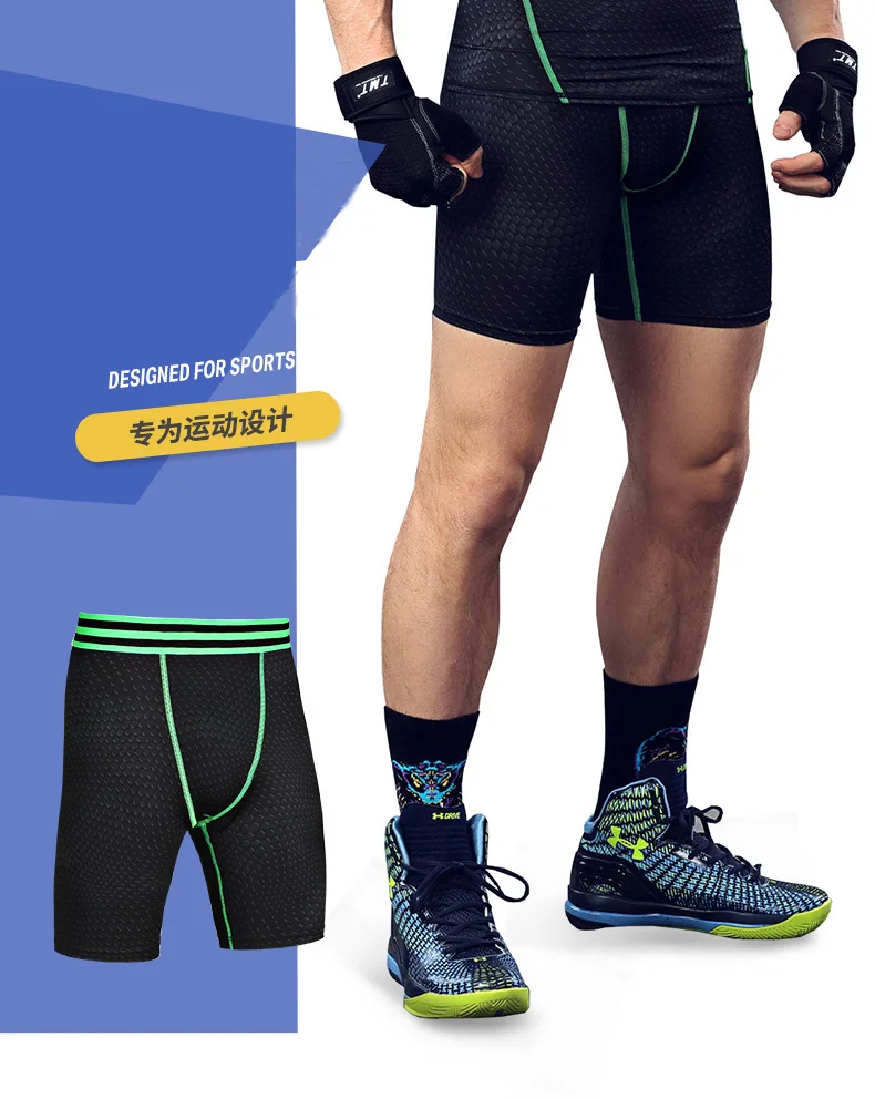Узкие Компрессионные шорты мужские Tight беговые фитнес-шорты для Для мужчин тренировка Бодибилдинг спортивных брюк тренировки тренажерный