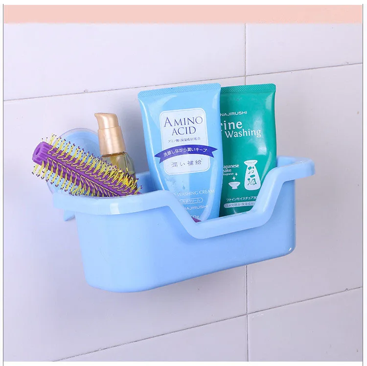 

1PC Bathroom Kitchen Drainer Suction Rack Multifunctional Storage Basket Vacuum Trumpet Wall Storage Shelf Random Color OK 0384