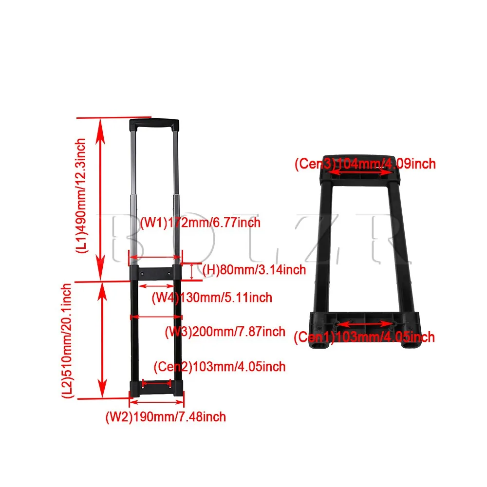BQLZR R001 пластиковая дорожная багажная телескопическая ручка 20 дюймов запасные части чемодан алюминиевый сплав стержень