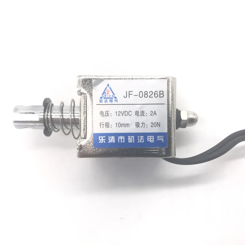 JF-0826B DC 12//24V Solenoid Electromagnet 400mA 2A 20//25N 10mm Pull Push Type Open Frame Linear Motion Solenoid Electromagnet 1PCS
