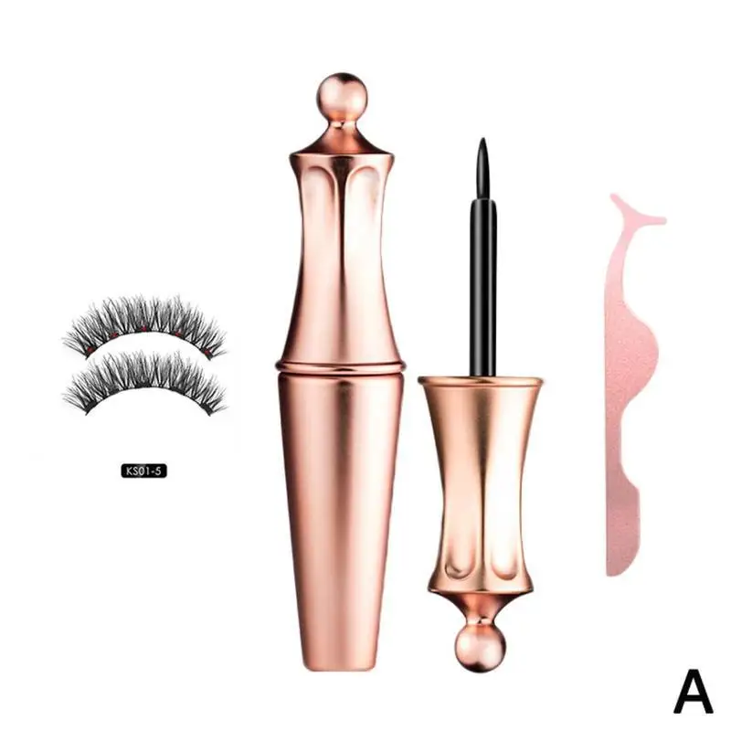 Новые ресницы на магнитах& Магнитная жидкая подводка для глаз& Пинцет водонепроницаемые стойкие подводки для глаз Накладные магнитные ресницы - Цвет: 1