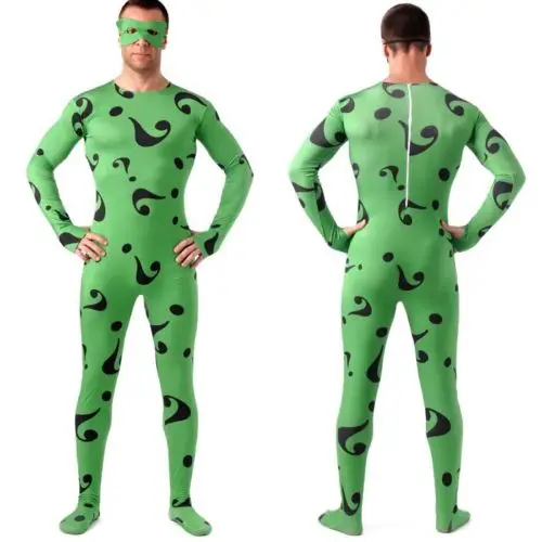 Adult Riddler Costume Halloween Batman Cosplay Superhero Zentai Fancy Dress party | Тематическая одежда и униформа