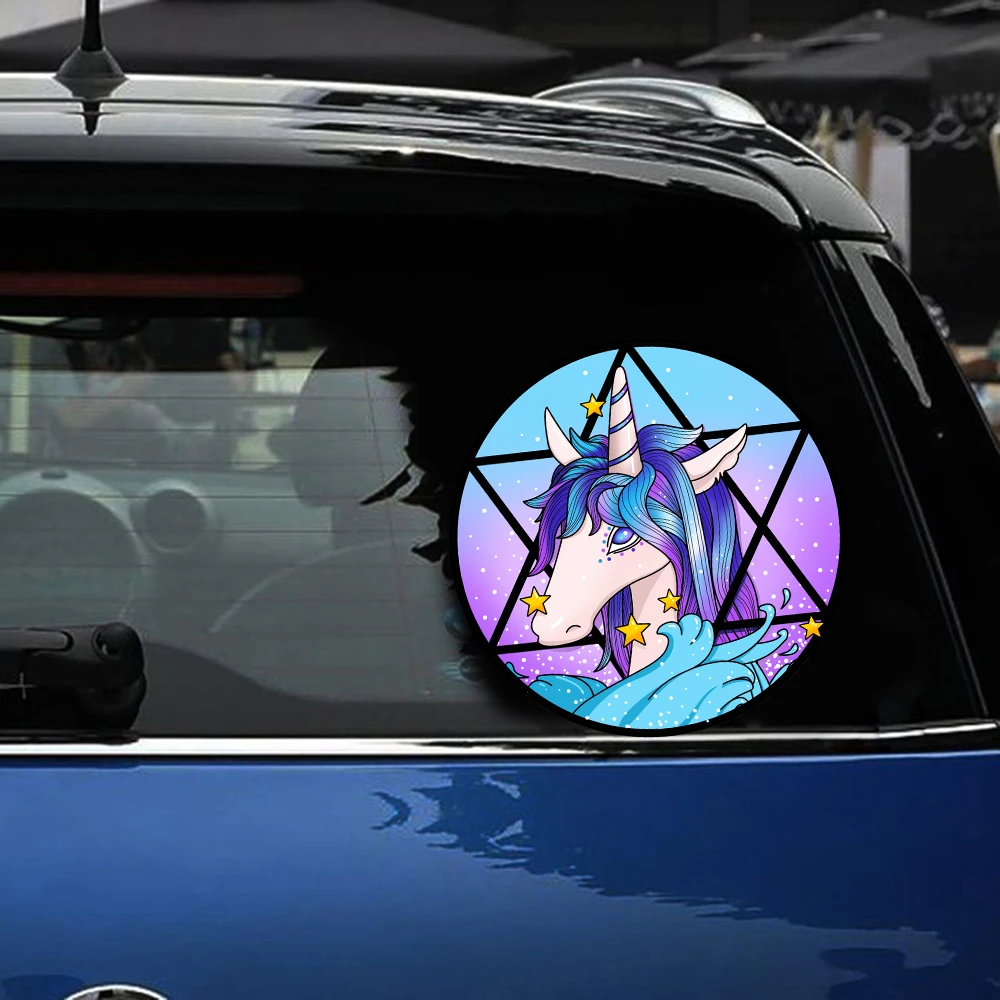 Car Styling New Removable Reusable Stickers Round Unicorn Car Stickers and Decals Body Window Door Sticker for Auto Products