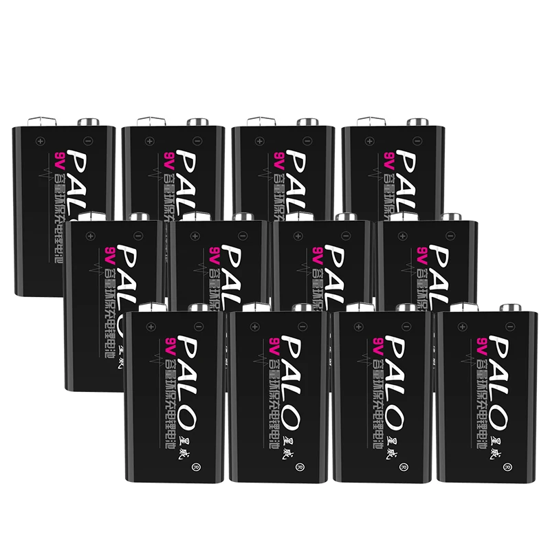 En Ligne 12 pièces 9 V 6F22 6F22X 6LR61 batterie robuste 600 mAh Li ion batterie rechargeable