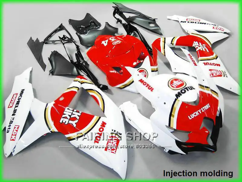 Обтекатели под давлением для suzuki gsxr 600 750 2008 2009 2010 Красный Белый gsxr600 gsxr750 08 09 10