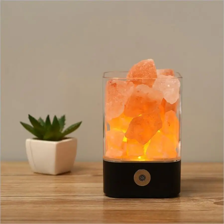 USB Кристалл соль ночник Гималайский Кристал лампа из каменной соли светодиодный очиститель воздуха Ночной свет прикроватный стол креативный светильник