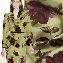 Фасоль зеленая жаккардовая пряжа окрашенная шелковая шерстяная ткань тяжелая 42 мм Высококачественная шелковая, шерстяная ткань элегантная одежда