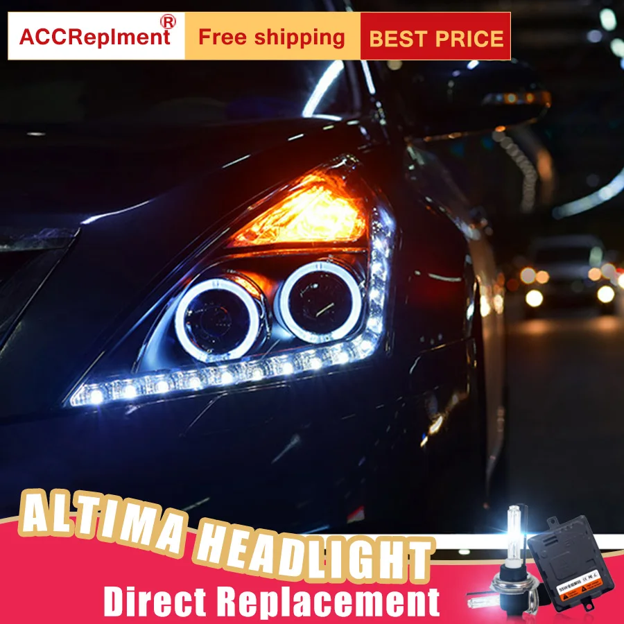 2 шт. светодиодный фары для Nissan Altima 2008-2012 светодиодный Автомобильные фары ангельские глазки комплект ксеноновых фар, Высокопрочная конструкция протовотуманная подсветка Габаритные огни