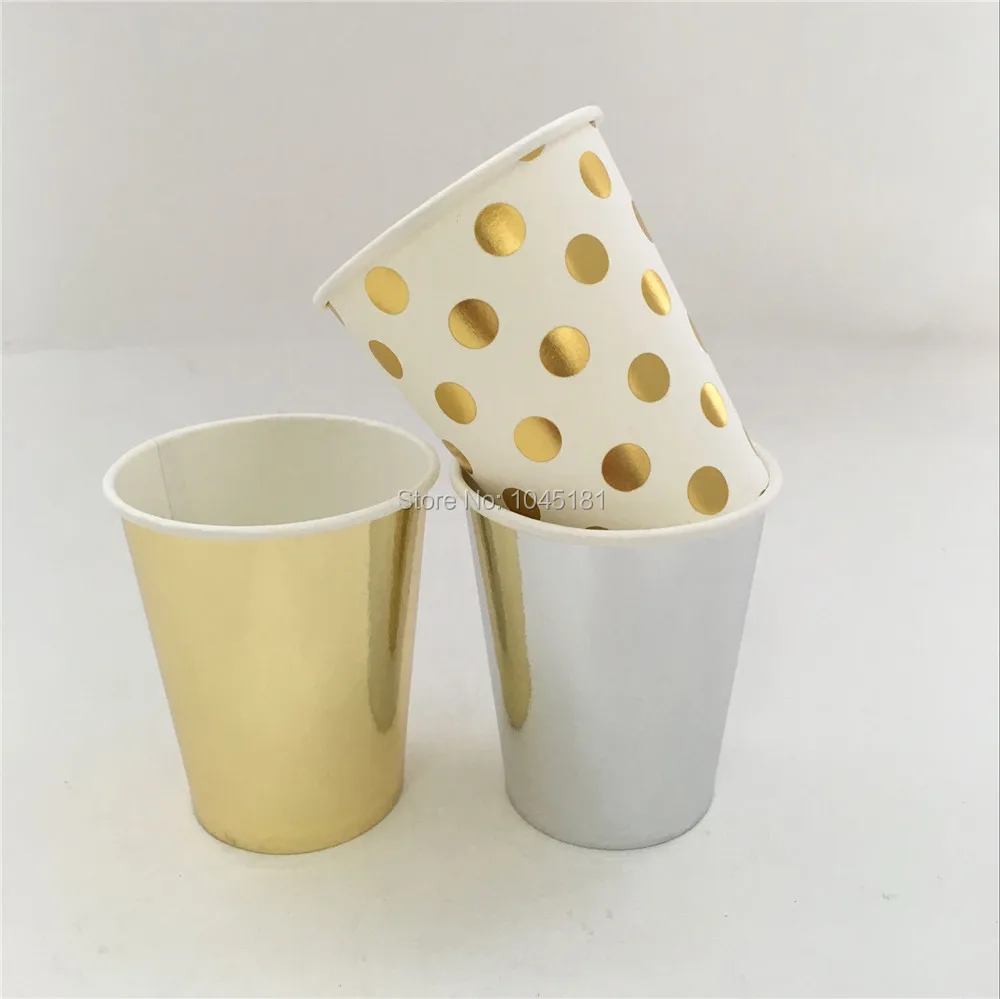 72pcs Gold/Silver Paper Cups Candy Beverage Cupcake Cups 9OZ for Kids Birthday