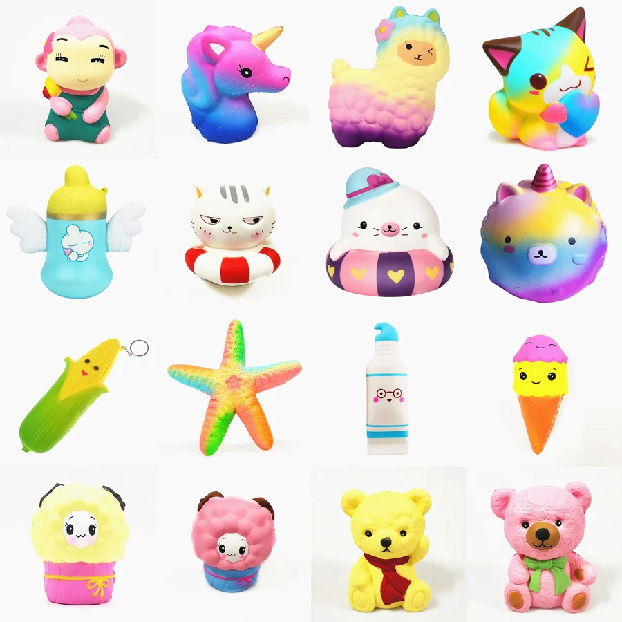 

Squishy Slow Rising squeeze toy star deer glseese bear cake corn hippocampus starfish watermelon sheep toothpaste ice cream