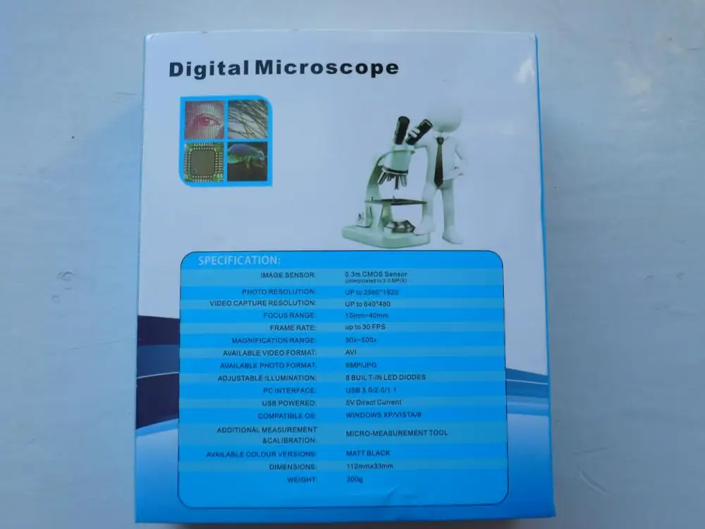 Портативный цифровой промышленный микроскоп 50X до 500X 2 Мп USB 8 светодиодов