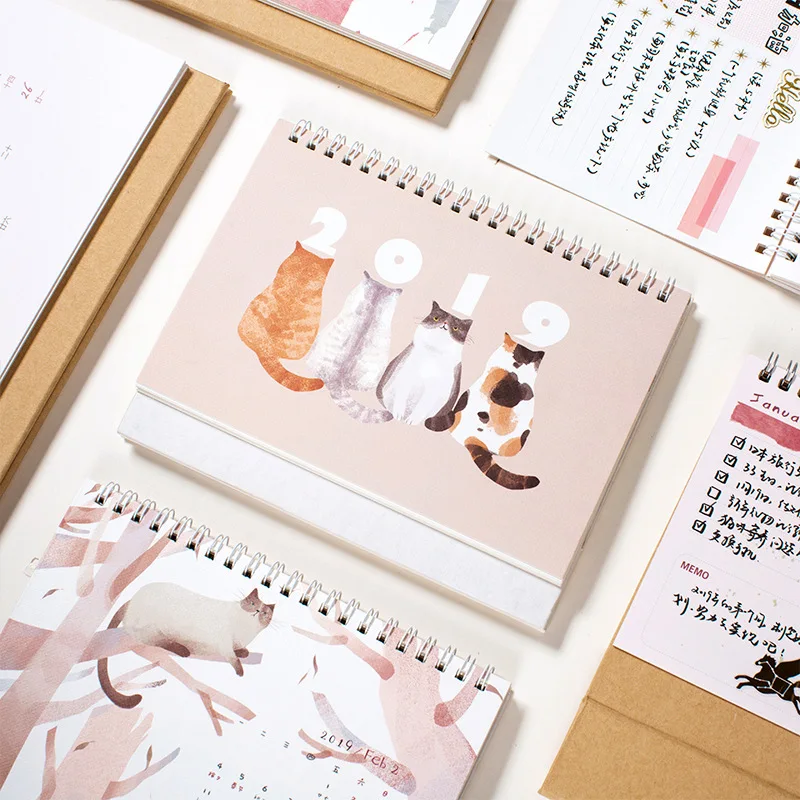 

2019 Calendar Coil Paper Table Calendar Gift Free Shiping