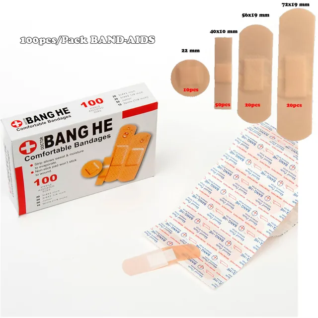 100Pcs/Pack Waterproof Wound Adhesive Paster Medical Anti-Bacteria Band Aid Bandages Sticker Home Travel First Aid Kit Supplies 1