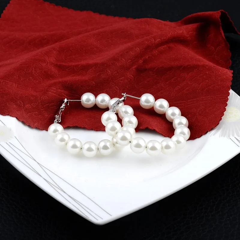 YFJEWE новые жемчужные серьги-кольца для женщин Изящные 6 см жемчужные круглые серьги модное Европейское Ювелирное Украшение для ночного клуба рождественские подарки E607