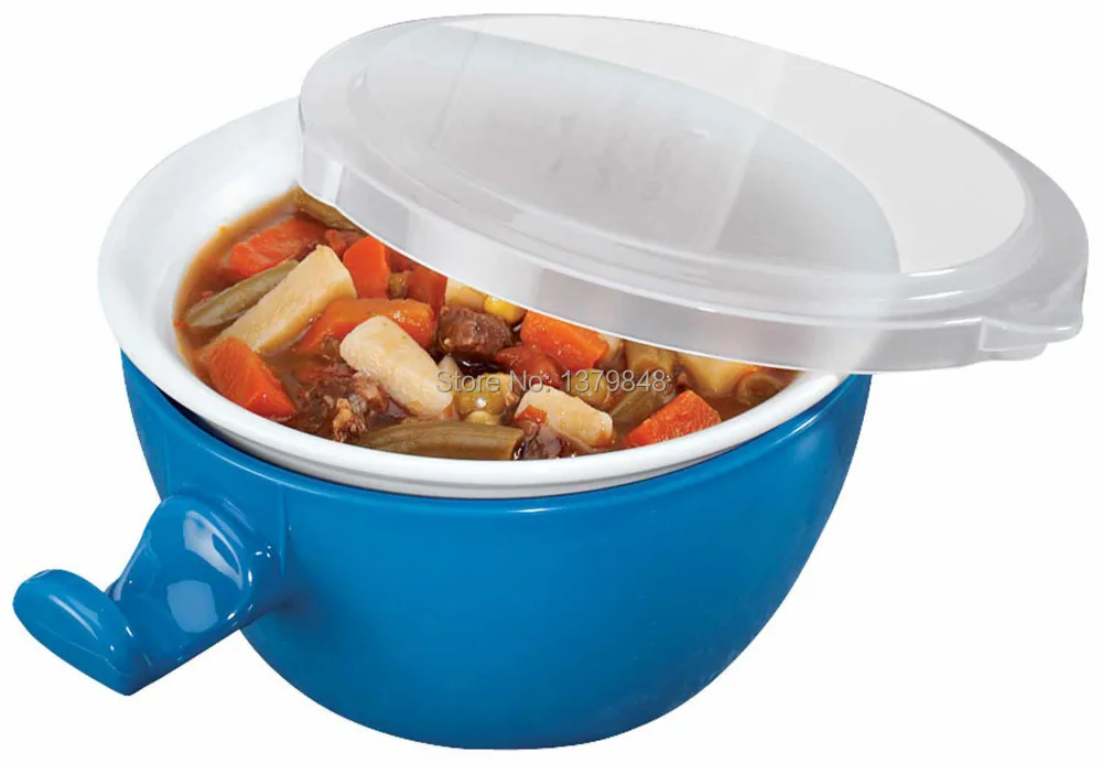 Compare Prices On Ceramic Bowls Microwave Safe Online Ping Cool Touch Microwave Bowl Handle Cooking Safe Ceramic Holder Vented Lid 24oz China Mainland