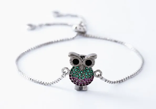 

gold silver Chain micro pave cz Zircon Cubic Zirconia bracelet rope adjusted Macrame owl Bangle yd4234 Fashion Jewelry