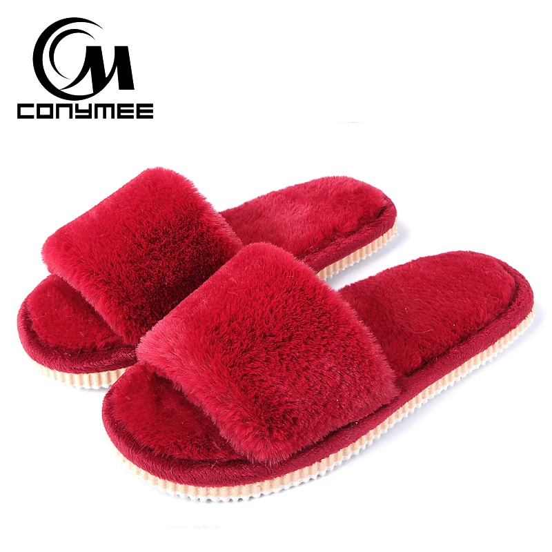 CONYMEE Winter Slippers 2018 Women Autumn Faux Fur Home Shoes Plush Slipper Ladies Cotton Indoor House Slippers Woman Flat Shoes CONYMEE Winter Slippers 2018 Women Autumn Faux Fur Home Shoes Plush Slipper Ladies Cotton Indoor House Slippers Woman Flat Shoes