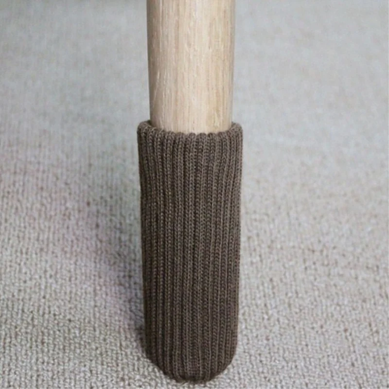 4 шт. трикотажные носки для стула и стула, защитный чехол для стула, носки для стула, защитный рукав, 3 цвета, 4*11 см - Цвет: gray