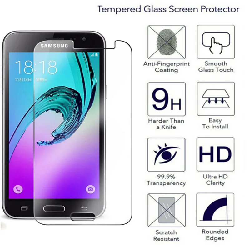 2 шт. закаленное стекло для Samsung Galaxy J3 2015 защита экрана J300 J300F Защитная пленка