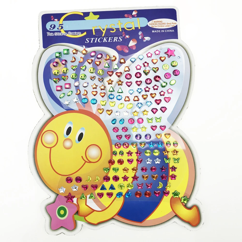 1 Sheet =60PCS Wonderful Stickers Head Earring Cartoon Reward Crystal  Stickers Toy For Children Kids Wholesale