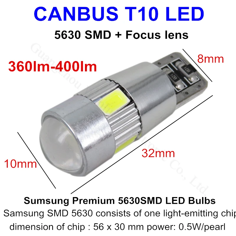 WLJH 2x Canbus автомобильный 5630 SMD T10 светодиодный W5W объектив проектора авто лампа