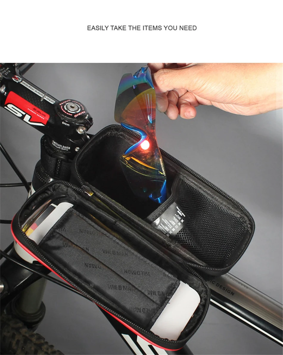 Top Bicycle Bag Rainproof Front Bike Bag Touchscreen 6.2 inch Mobile Phone Case Bicycle Top Tube Bag Cycling Accessories 4 19