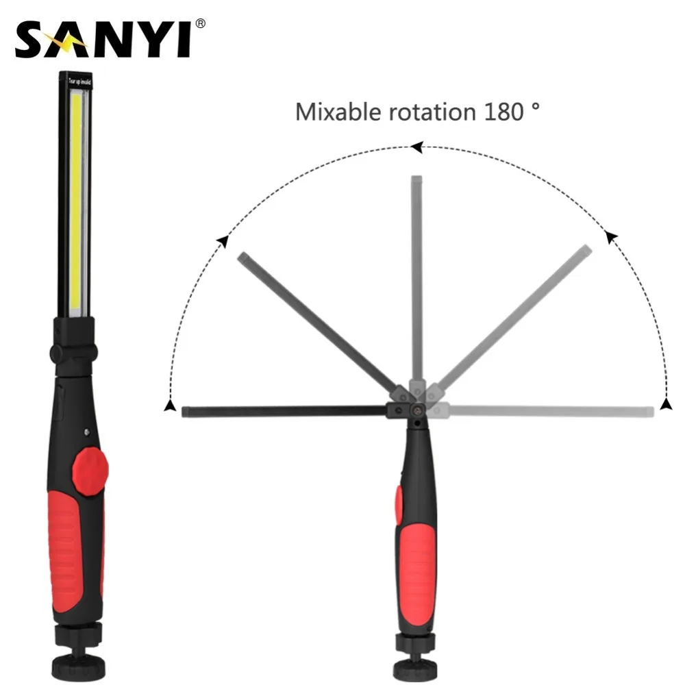 Портативный фонарик Sanyi светодиодный Рабочий фонарь COB USB перезаряжаемый внешний