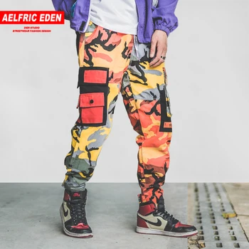 

Aelfric Eden 2018 Mens Color Block Patchwork Camouflage Side Pockets Cargo Pants Military Casual Hip Hop Male Streetwear B049