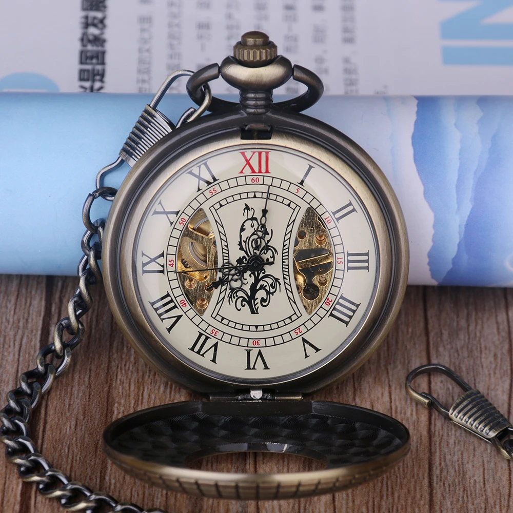 

Luxury London Gentleman Design Retro Skeleton Handwind Mechanical Pocket Watch Wooden Case Steampunk Men's Necklace Pendant