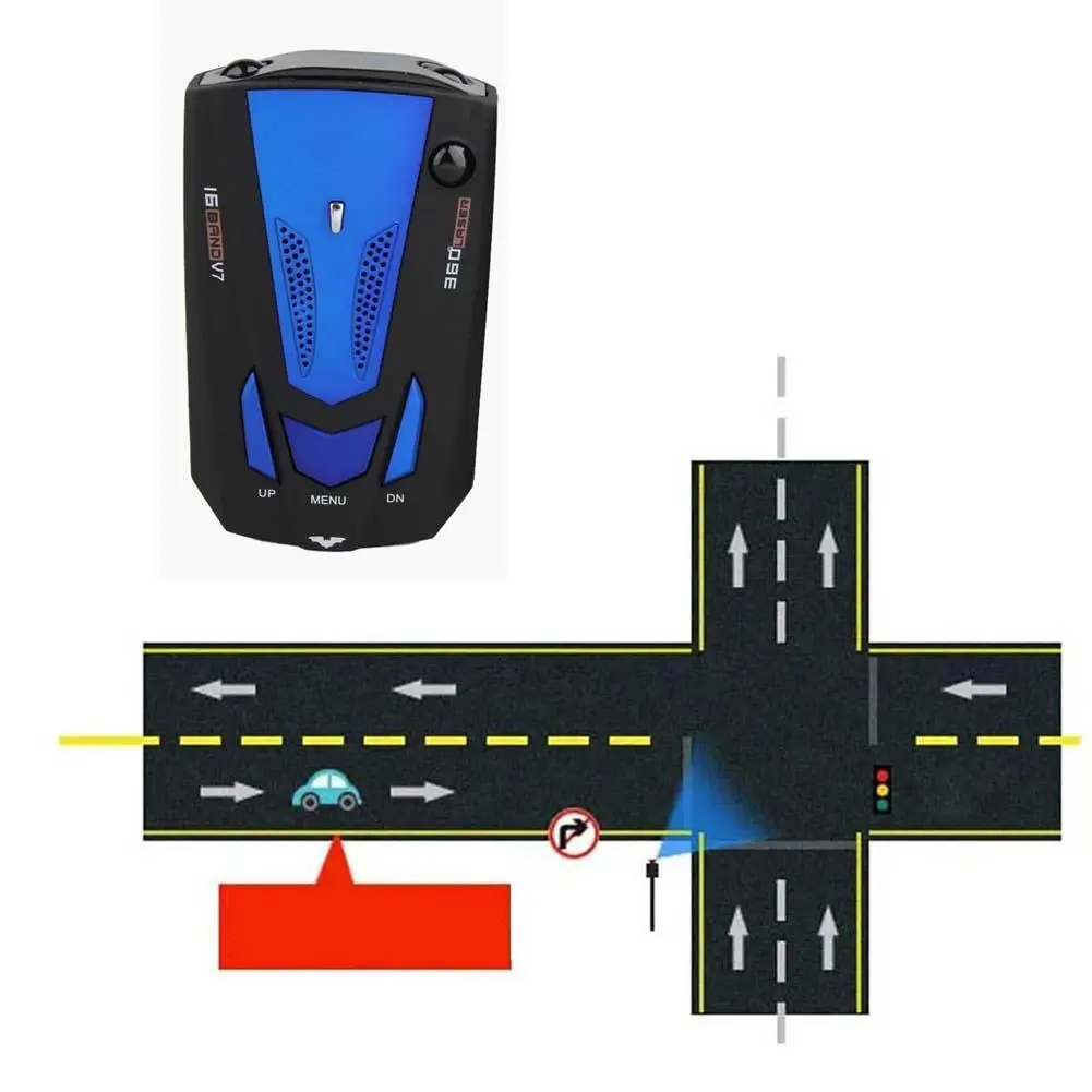 Авто 360 градусов скорость автомобиля лазерное голосовое оповещение Русский Радар детектор автомобиля V7 Скорость голосового оповещение, предупреждение с 16 диапазоновый приемник