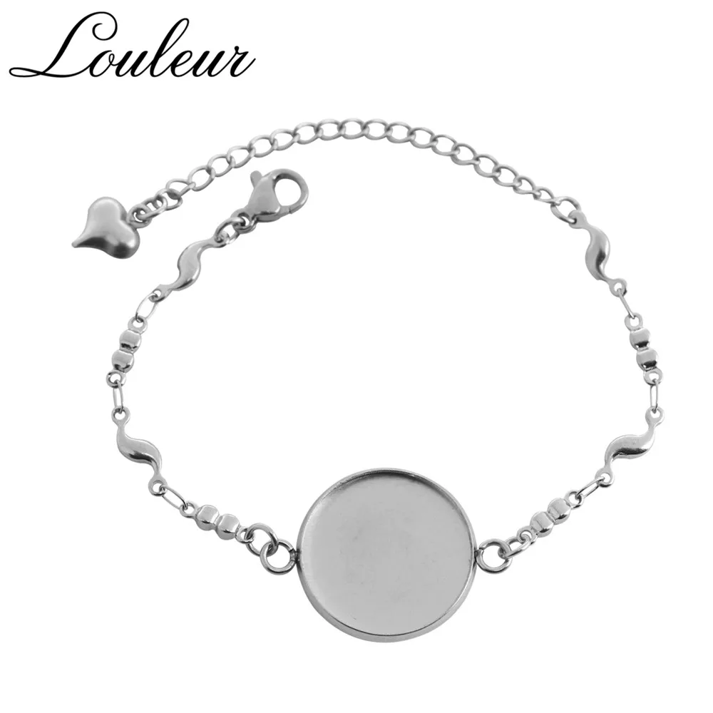 

5pcs/lot Stainless Steel Blank Cabochon Bracelet Settings Fit 12/14/16/18/20mm Cameo Bracelets Bezel Base DIY Jewelry Makings